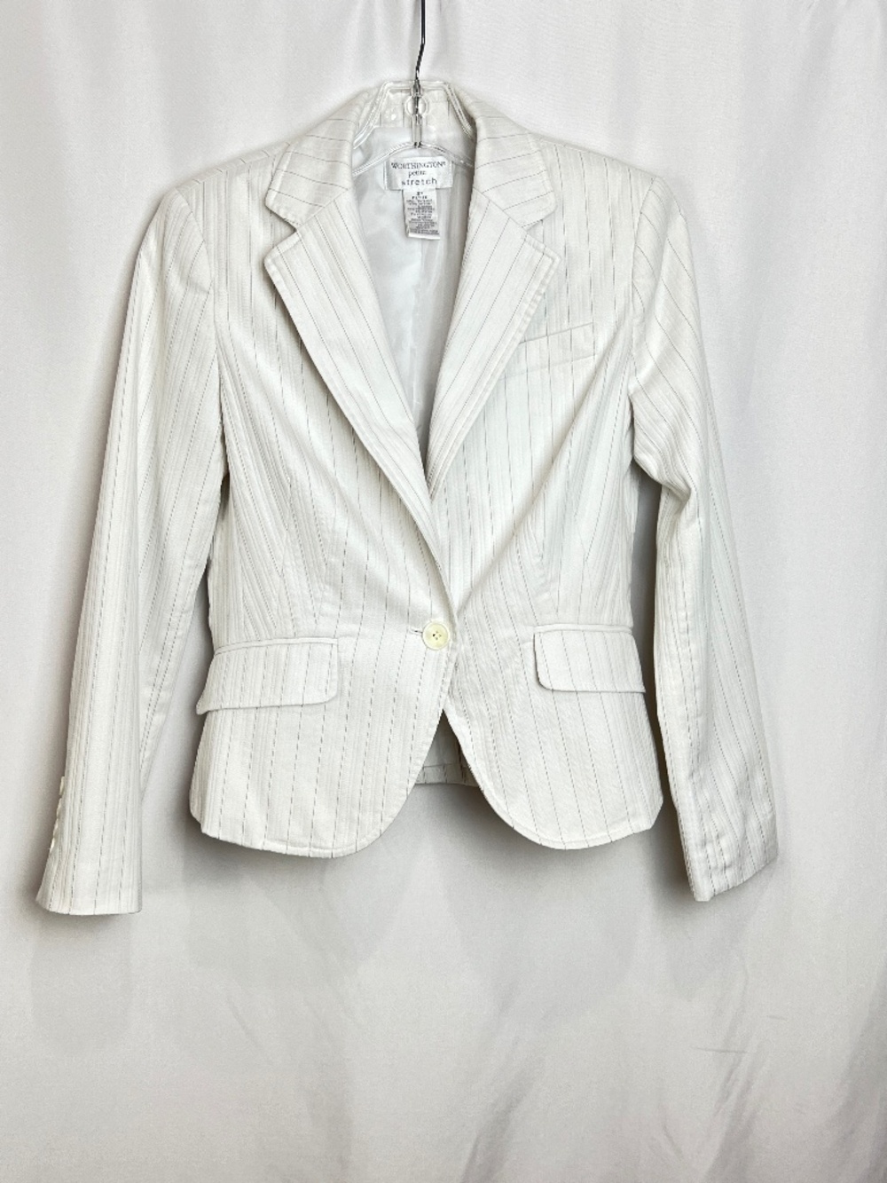 Worthington Stretch Pinstripe White  Blazer Sz 4P
